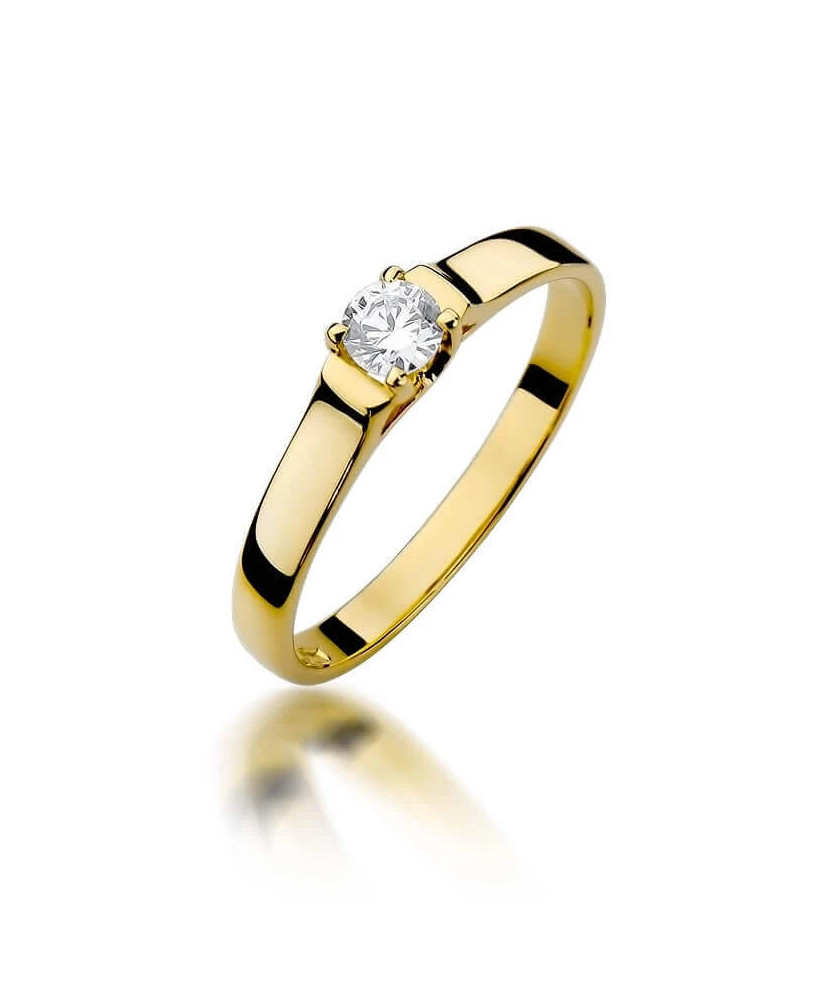 Złoty Pierścionek 14k z diamentem brylant 0,18ct