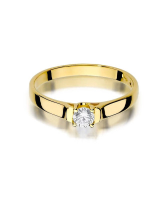 Złoty Pierścionek 14k z diamentem brylant 0,18ct