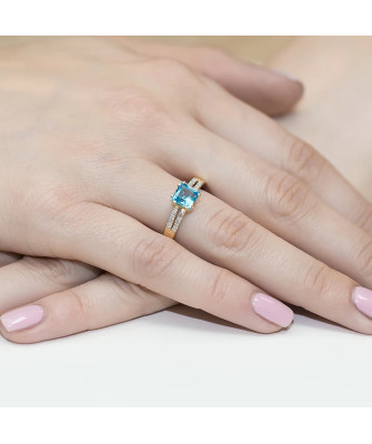 Złoty Pierścionek 14k z diamentem topaz 0,70ct