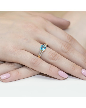 Złoty Pierścionek 14k z diamentem topaz 0,70ct