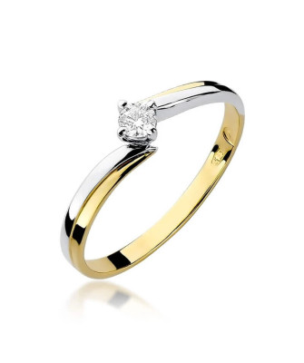 Złoty Pierścionek 14k z diamentem brylant 0,10ct