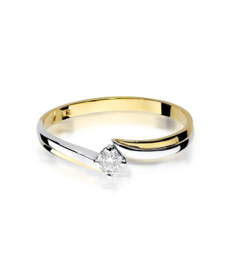 Złoty Pierścionek 14k z diamentem brylant 0,10ct