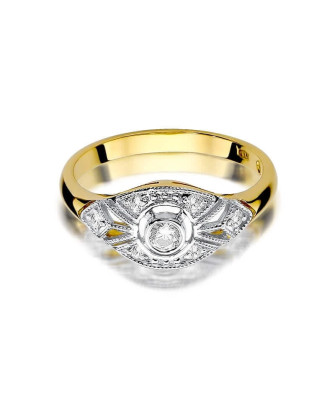 Złoty Pierścionek 14k z diamentem brylant 0,10ct