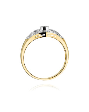 Złoty Pierścionek 14k z diamentem brylant 0,10ct
