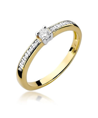 Złoty Pierścionek 14k z diamentem brylant 0,13ct