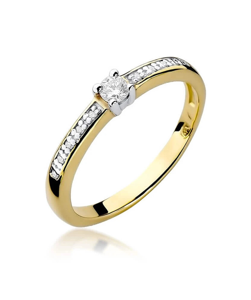 Złoty Pierścionek 14k z diamentem brylant 0,13ct