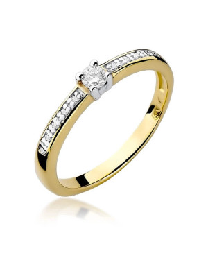 Złoty Pierścionek 14k z diamentem brylant 0,13ct