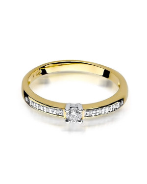 Złoty Pierścionek 14k z diamentem brylant 0,13ct