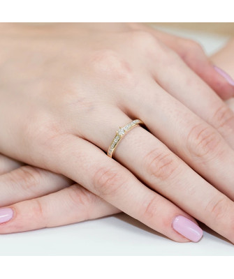 Złoty Pierścionek 14k z diamentem brylant 0,13ct