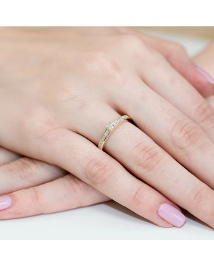 Złoty Pierścionek 14k z diamentem brylant 0,13ct