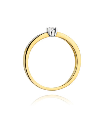 Złoty Pierścionek 14k z diamentem brylant 0,13ct