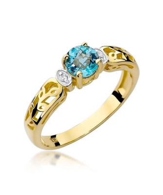 Złoty Pierścionek 14k z diamentem topaz 0,50ct