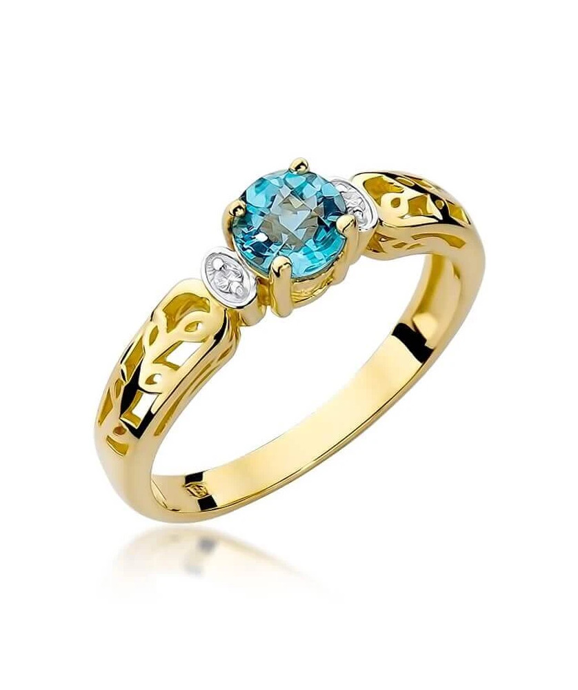 Złoty Pierścionek 14k z diamentem topaz 0,50ct