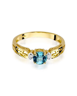 Złoty Pierścionek 14k z diamentem topaz 0,50ct