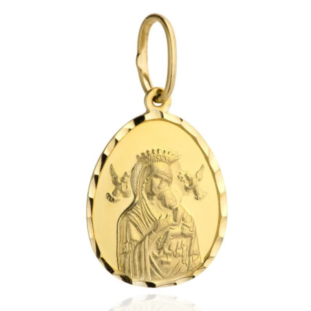⭐ Gold medallion of Our Lady of Perpetual Help with Child ♥ GoldJewellery
