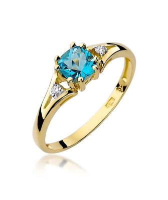 Złoty Pierścionek 14k z diamentem topaz 0,70ct