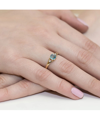 Złoty Pierścionek 14k z diamentem topaz 0,70ct