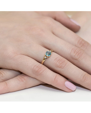 Złoty Pierścionek 14k z diamentem topaz 0,70ct