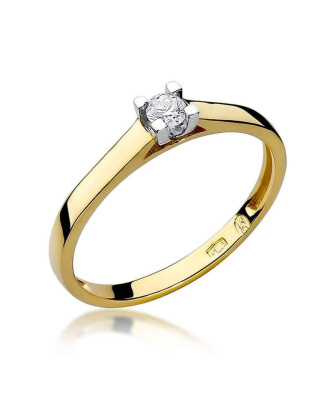 Złoty Pierścionek 14k z diamentem brylant 0,08ct