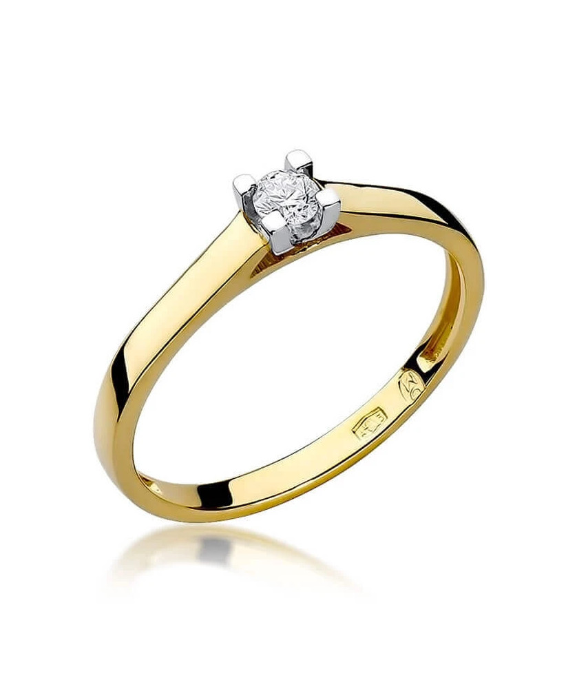 Złoty Pierścionek 14k z diamentem brylant 0,08ct