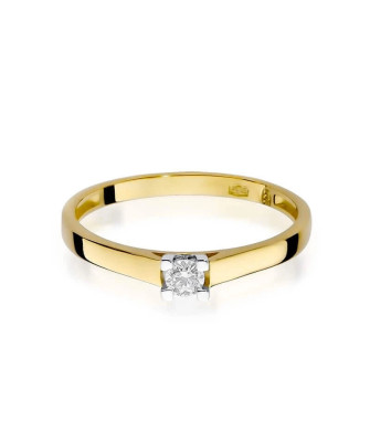 Złoty Pierścionek 14k z diamentem brylant 0,08ct