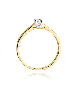 Złoty Pierścionek 14k z diamentem brylant 0,08ct