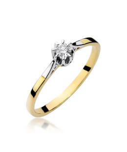Gold Ring 14k with diamond brilliant 0.10ct