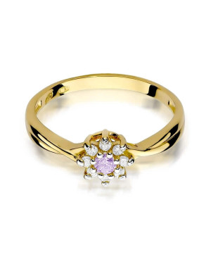 14k Gold Ring with Amethyst Diamond 0.10ct