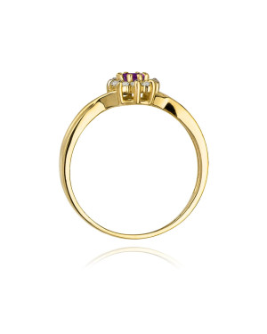 14k Gold Ring with Amethyst Diamond 0.10ct
