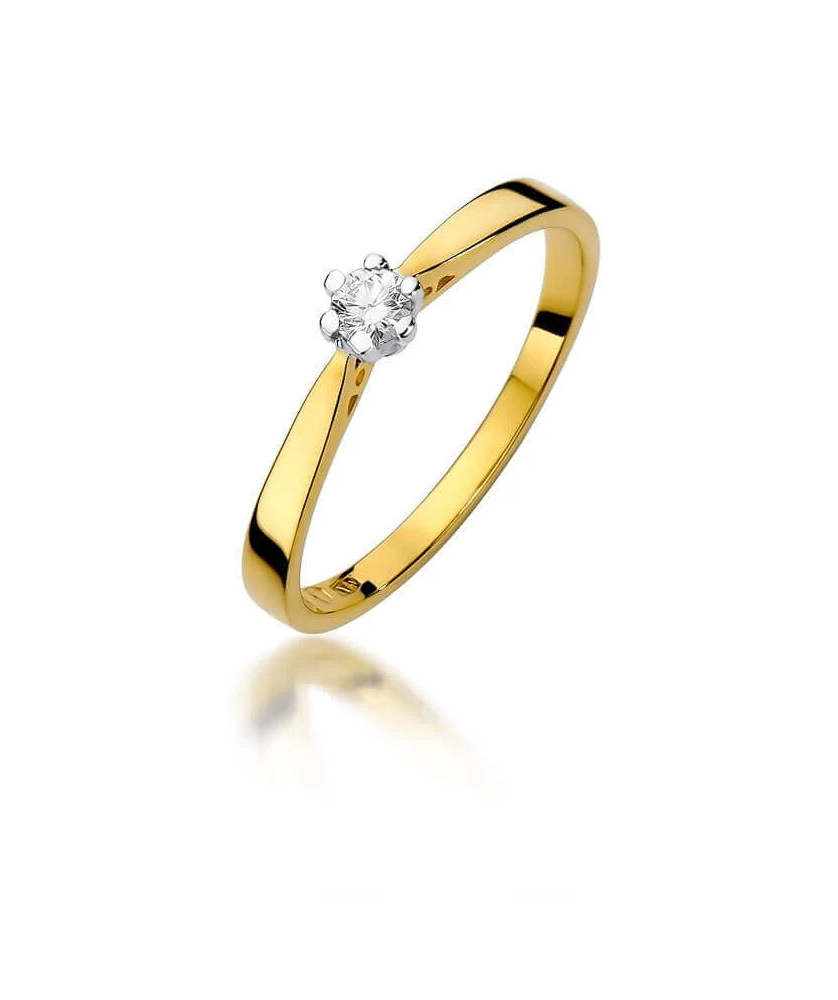 Złoty Pierścionek 14k z diamentem brylant 0,10ct