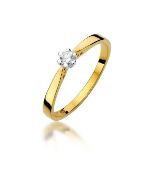 Złoty Pierścionek 14k z diamentem brylant 0,10ct