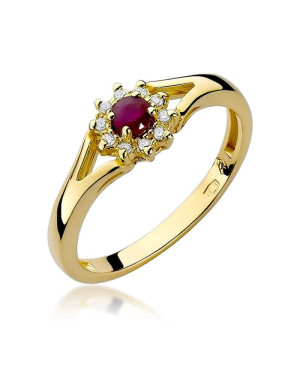 14k Gold Ring with Diamond Ruby 0.15ct