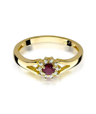 14k Gold Ring with Diamond Ruby 0.15ct