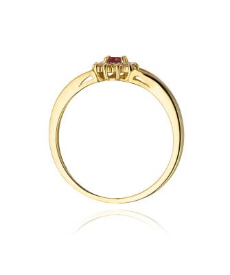 Złoty Pierścionek 14k z diamentem rubin 0,15ct