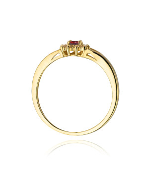 Złoty Pierścionek 14k z diamentem rubin 0,15ct