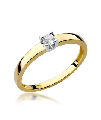 Złoty Pierścionek 14k z diamentem brylant 0,08ct