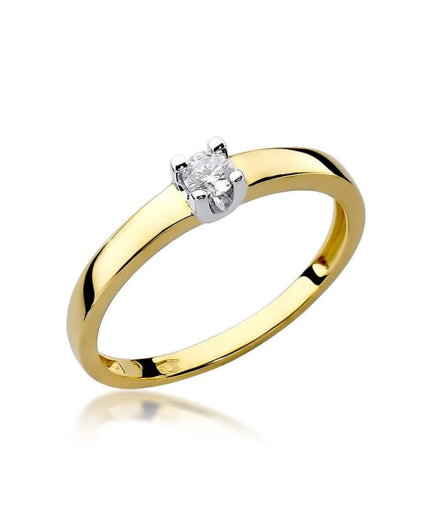 Złoty Pierścionek 14k z diamentem brylant 0,08ct