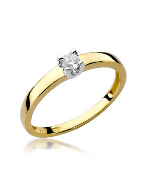 Złoty Pierścionek 14k z diamentem brylant 0,08ct