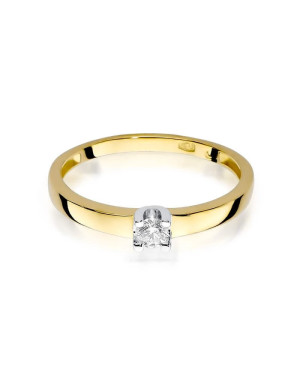 Złoty Pierścionek 14k z diamentem brylant 0,08ct