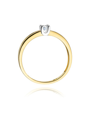 Złoty Pierścionek 14k z diamentem brylant 0,08ct