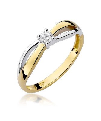 Złoty Pierścionek 14k z diamentem brylant 0,10ct