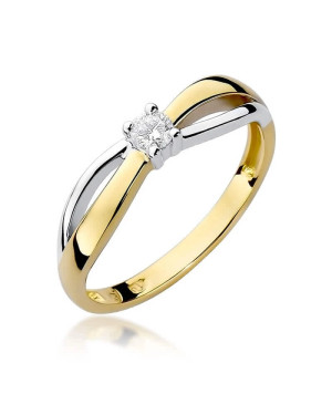 Złoty Pierścionek 14k z diamentem brylant 0,10ct