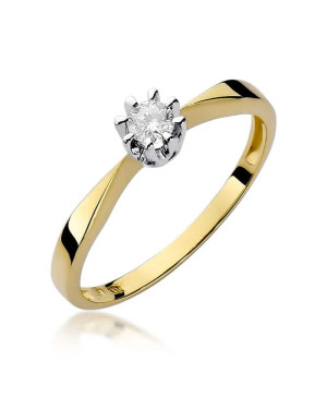 Złoty Pierścionek 14k z diamentem brylant 0,15ct