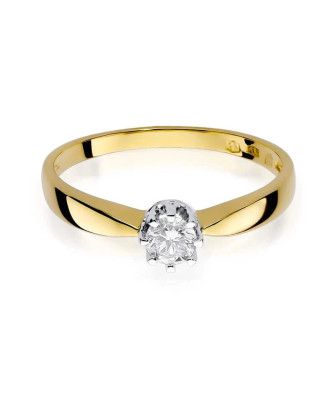 Złoty Pierścionek 14k z diamentem brylant 0,15ct