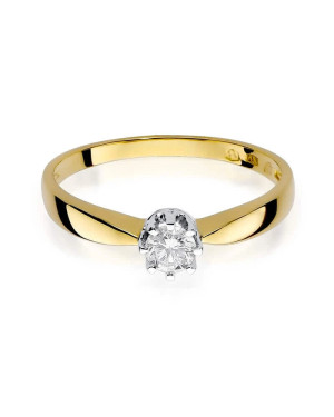 Złoty Pierścionek 14k z diamentem brylant 0,15ct