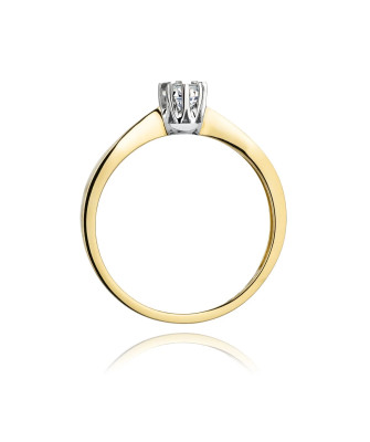Złoty Pierścionek 14k z diamentem brylant 0,15ct