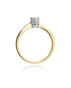 Złoty Pierścionek 14k z diamentem brylant 0,15ct