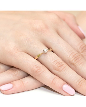 Złoty Pierścionek 14k z diamentem brylant 0,15ct