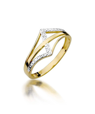 Złoty Pierścionek 14k z diamentem brylant 0,03ct