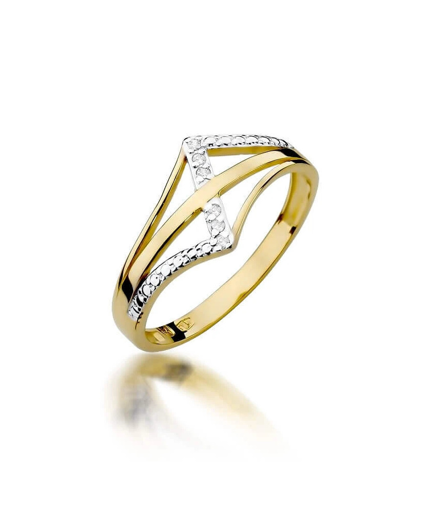 Złoty Pierścionek 14k z diamentem brylant 0,03ct